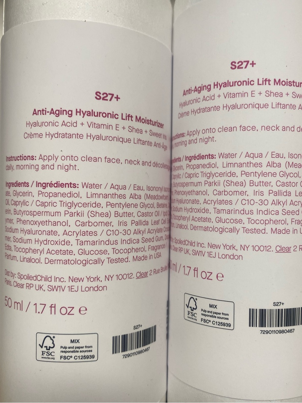 Spoiled Child S27+ Anti-Aging Hyaluronic Lift Moisturizer MSRP $95
